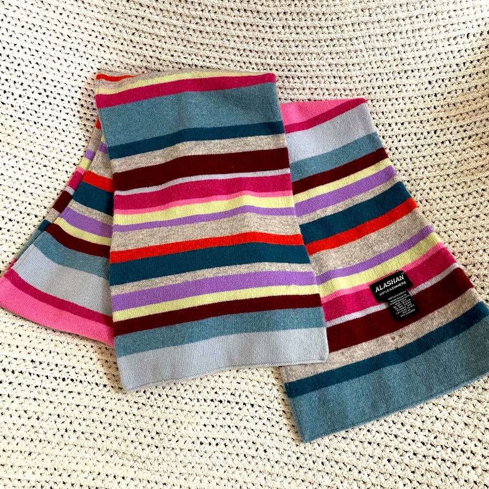 Colorful striped cashmere scarf